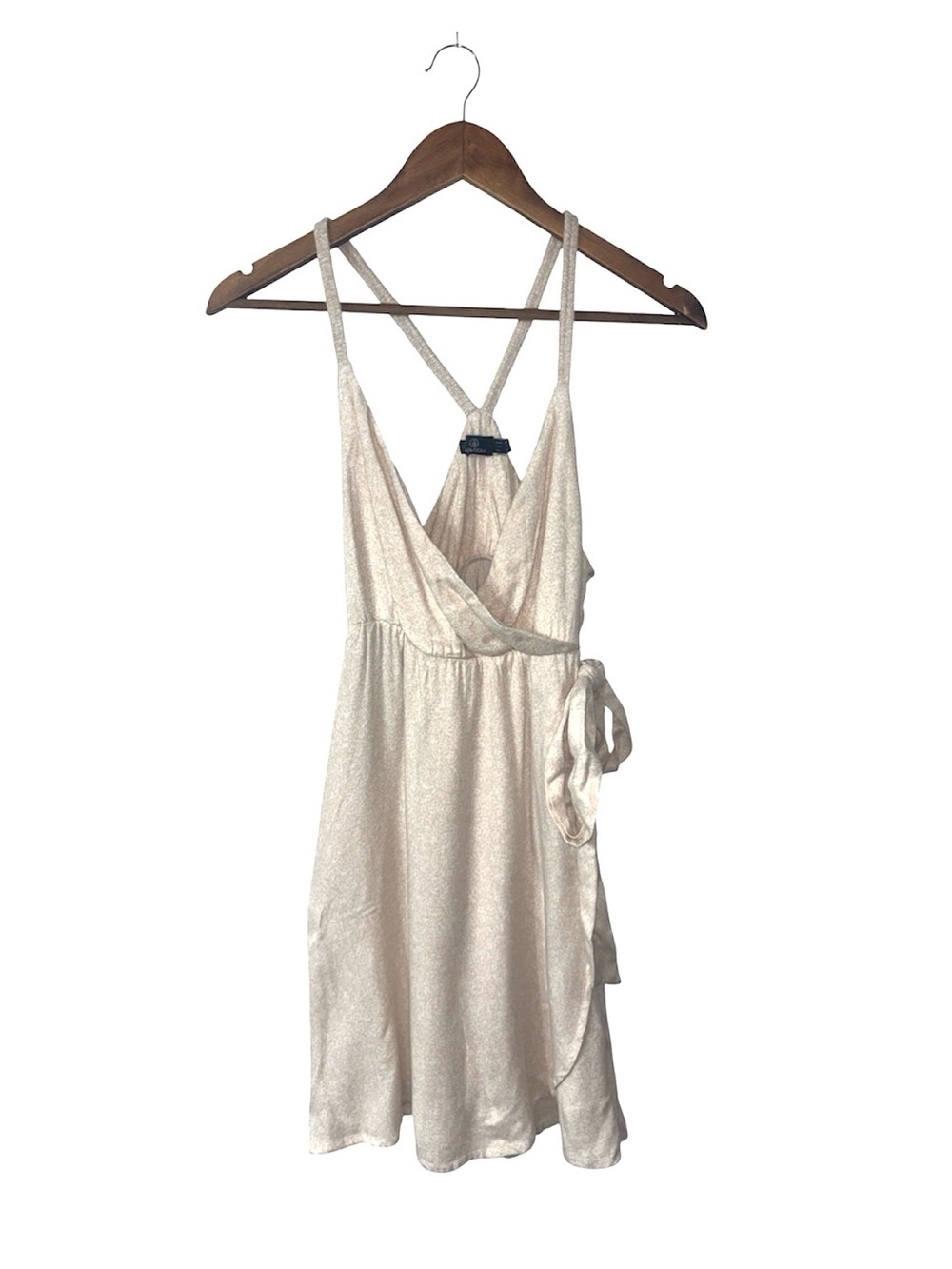 NEW Volcom Cream Static Bloom Mini Wrap Dress Racerback V-Neck Casual Size XS 2